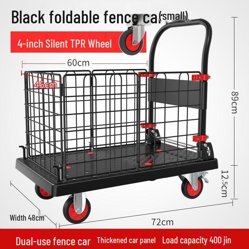 Silent Foldable Flatbed Hand Cart: Portable Turnover Trolley & Hand Truck