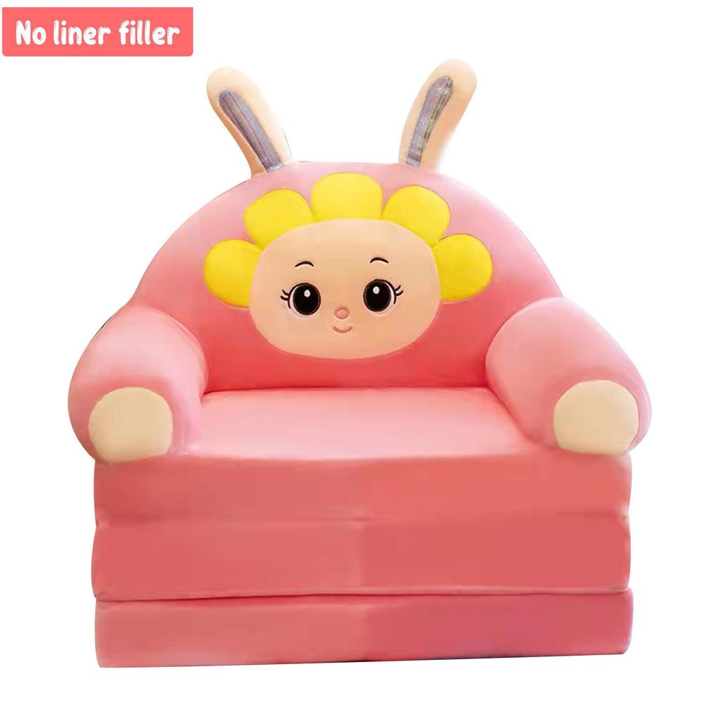 Plush Foldable Kids Sofa Cover  2 In 1 Foldable Children Sofa Cute Cartoon Lazy Sofa  Pillowcase Without Liner Filler