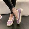 Женские летние туфли-лодочки с круглым носком и мелким вырезом, на толстой подошве, удобные, дышащие, слипоны, повседневные