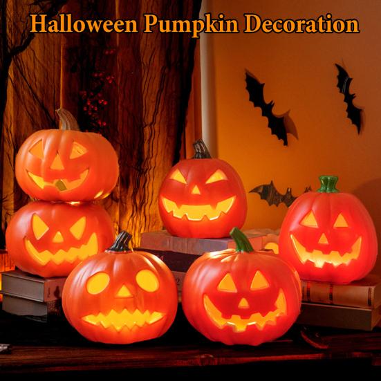 LED Pumpkin Lantern Battery-Powered Warm Light Halloween Lantern Energy-saving Indoor Outdoor Pumpkin Decor