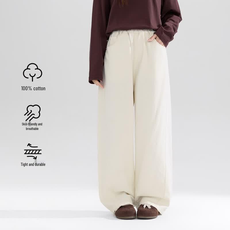 ZUOSI Girls' Skin-Friendly Washed Cotton Straight-Leg Casual Pants