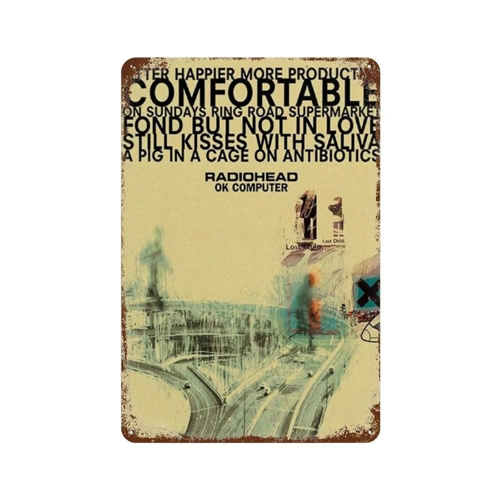 Рок-группа Radiohead Music Art Poster Ретро Металлическая жестяная вывеска Винтажная табличка для дома, комнаты, бара, клуба, мужской пещеры, кафе, декор настенные тарелки