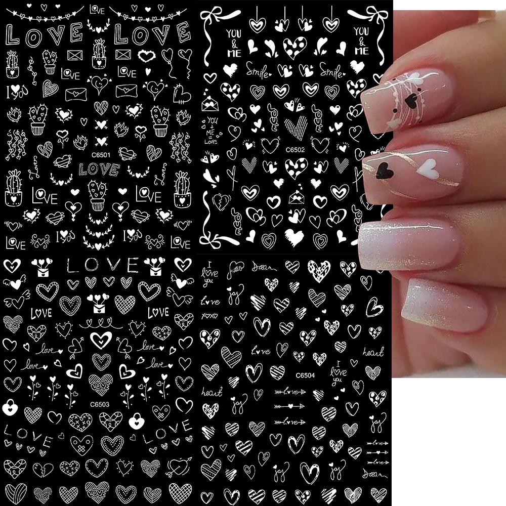Наклейка для ногтей ко Дню святого Валентина Love, четыре цвета, романтическая наклейка для ногтей на День святого Валентина для женщин