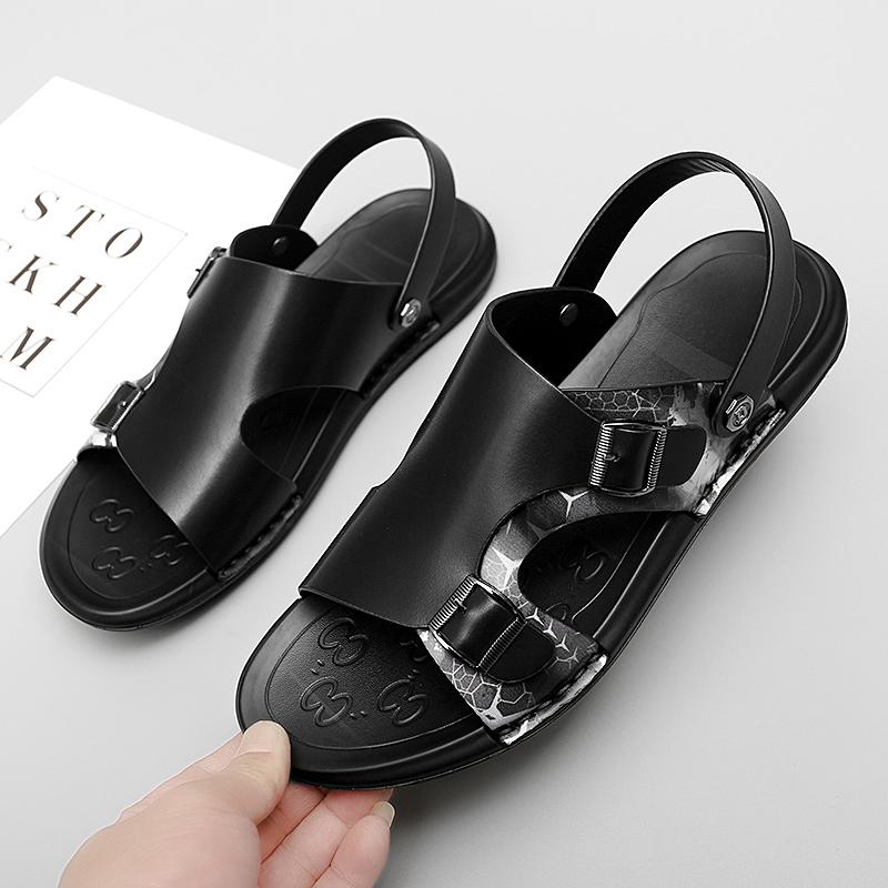 Мужские высококачественные удобные сандалии из натуральной кожи, пляжные сандалии, мужские кожаные летние сандалии 2024 года, мягкие легкие мужские летние сандалии-тапочки