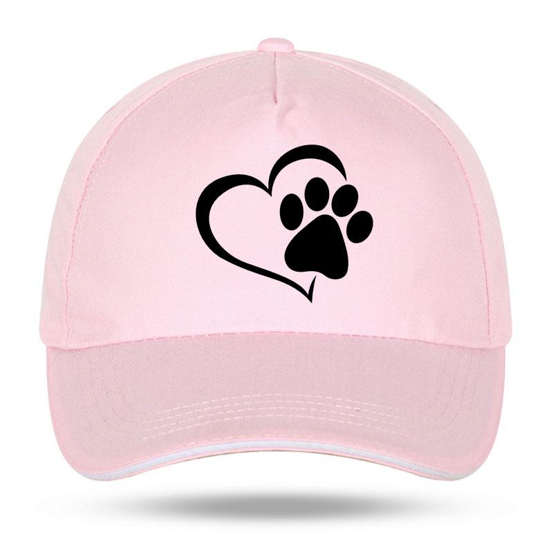 New Unisex Women Fashion Cute Dog Paw with Peach Heart Baseball Caps for Hip Hop Cotton Trucker Cap Bone Dad Hats
