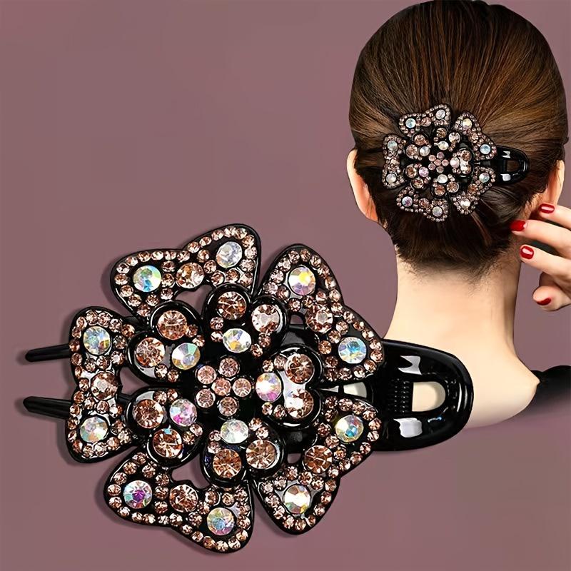 Зажим с rhinestone из смолы Элегантный фиксированный головной убор Заколка для волос Большой утиный зажим Женские элегантные заколки