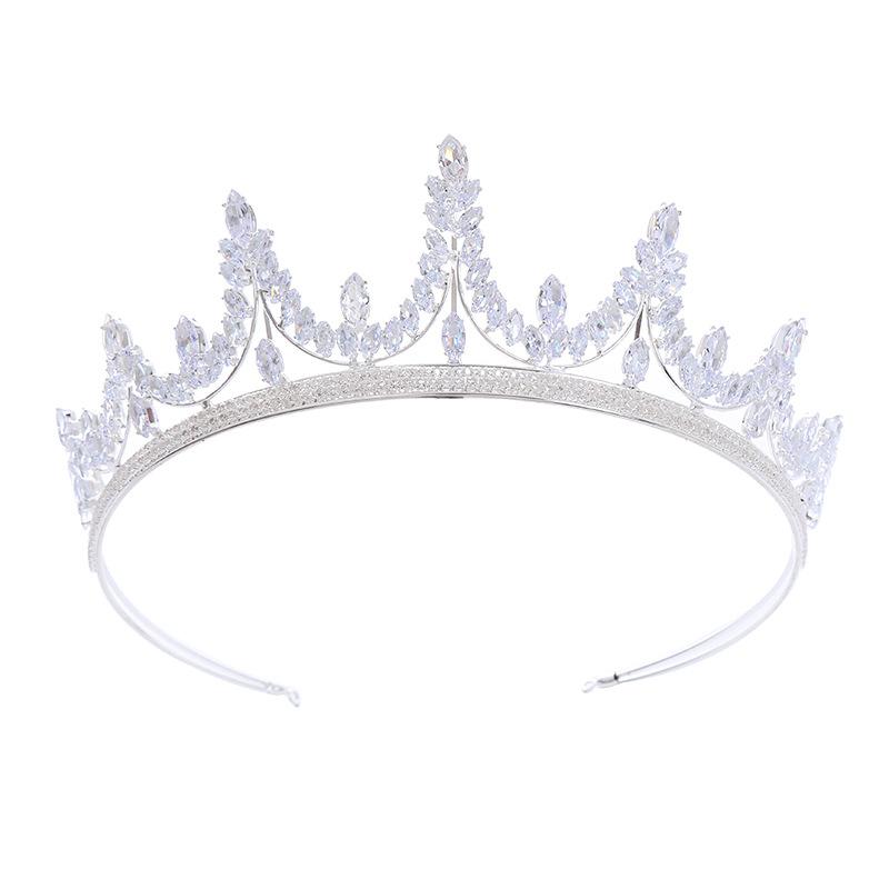 Свадебная корона Роскошная ручная работа Цирконовая корона принцессы Тиара Аксессуары для волос Зимняя повязка на голову