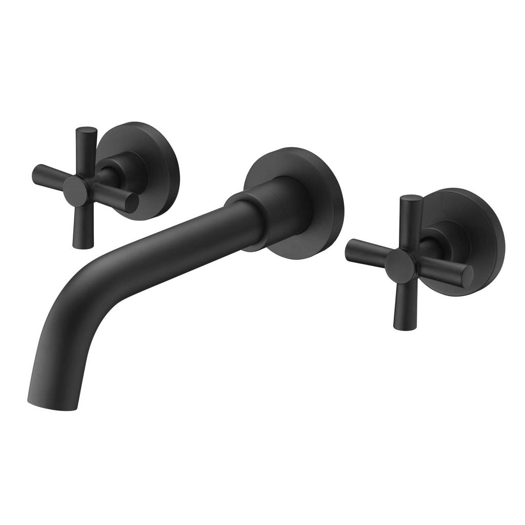 Wall Mount Bathroom Faucet Nickel,Cross Handles and Rough-in Valve Included