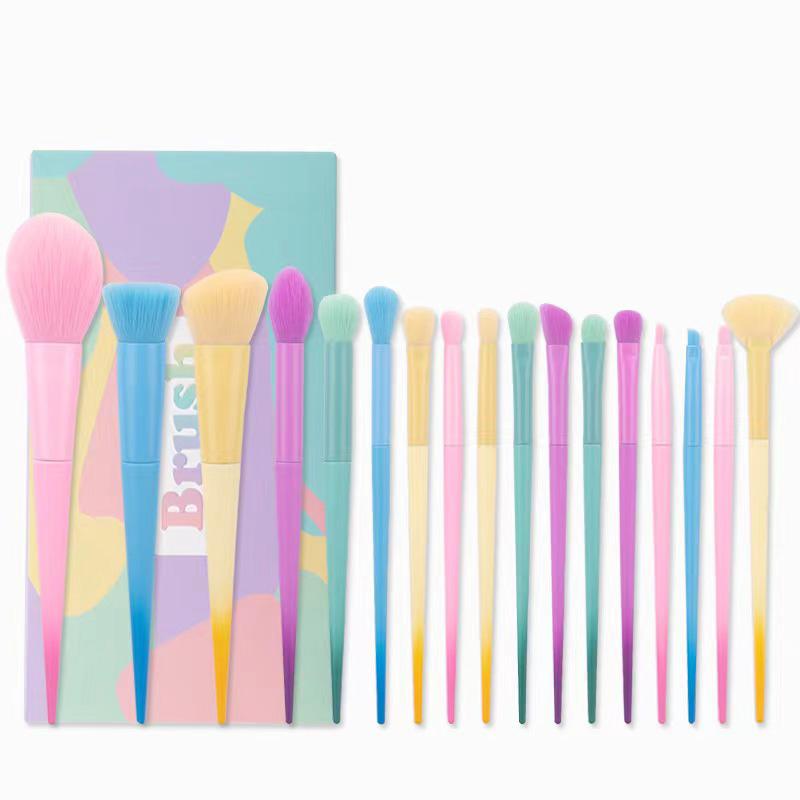 High Quality 17-Pcs Multi Pastel & Rainbow Color Makeup Brush Set New Arrival Custom Concealer Tool