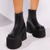 Женские ботильоны, зимняя мода, платформа, круглый носок, каблук, ботинки, женская молния, дизайнерская повседневная обувь на блочном каблуке для женщин