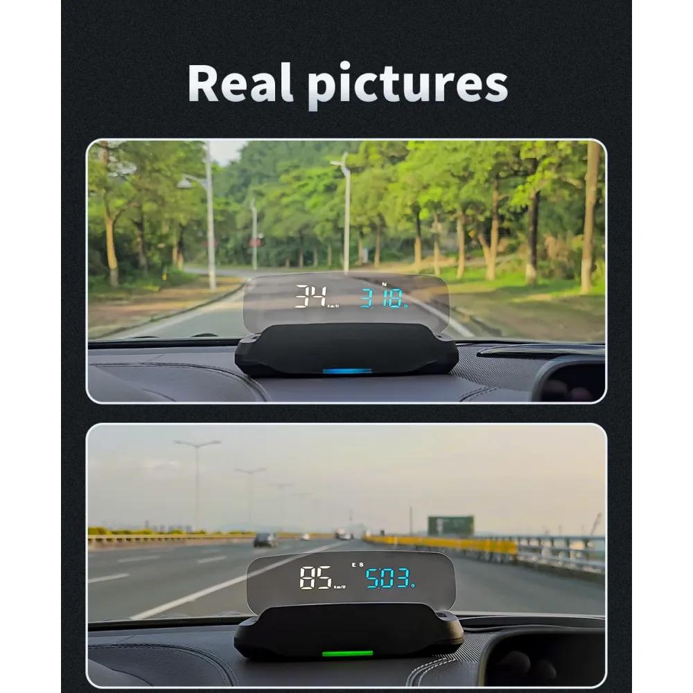 Hud Head Up Display Car Supplies Auto Universal With MPH Compass Direction Fatigue Driving Reminder Car Electronic Devices
