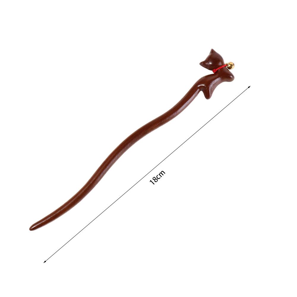 Headwear Cat Hair Stick Wooden Cartoon Aniaml Hairpin Retro Chinese Hanfu Style Hair Clip Party