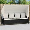 VidaXL Chaise Longue with Canopy and Cushions, Seat with Backrest, Sunbed with Cover Garden Terrace Patio, Modern, Black 368353
