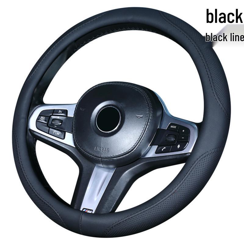 Universal Anti-Slip Carbon Fiber Steering Wheel Cover, Sweat-Absorbent, Leather, 4-Seasons Car Interior Protection
