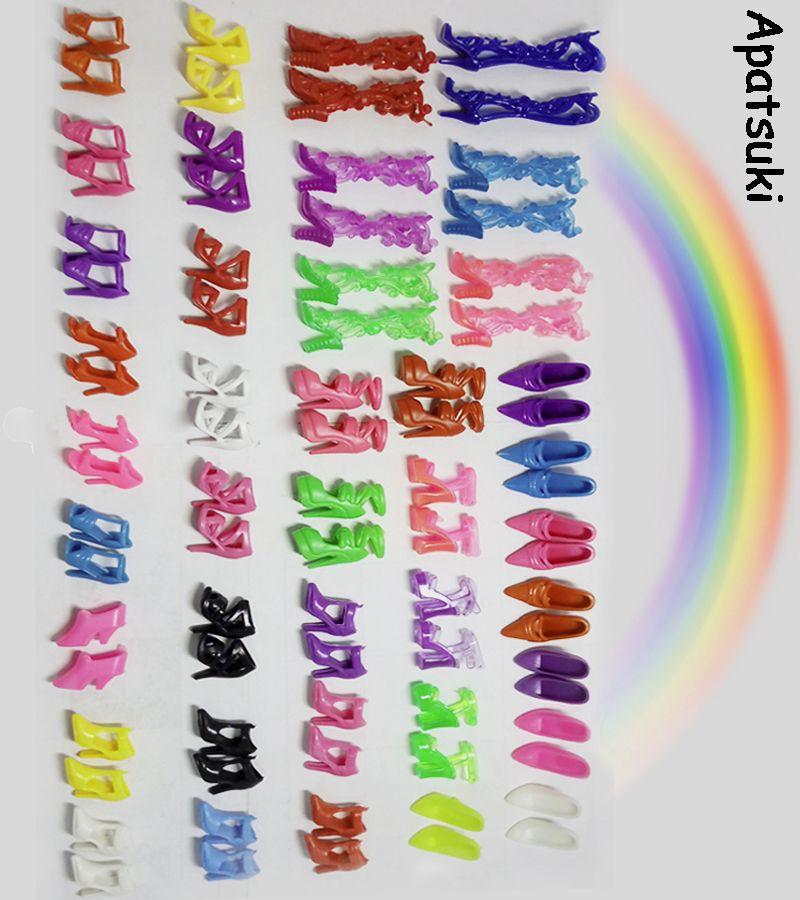 40 пар/лот, аксессуары для кукол, модный микс, ассорти, кукольная обувь, различные стили, сандалии на каблуке для кукол Барби, 1/6 куклы BJD