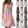Women's Vest Dresses Summer Spring Pleated Bohemian Dresses Cute Sleeveless Flowing Beach Straight T-Shirt Tank Dresses Round Neck Dresses