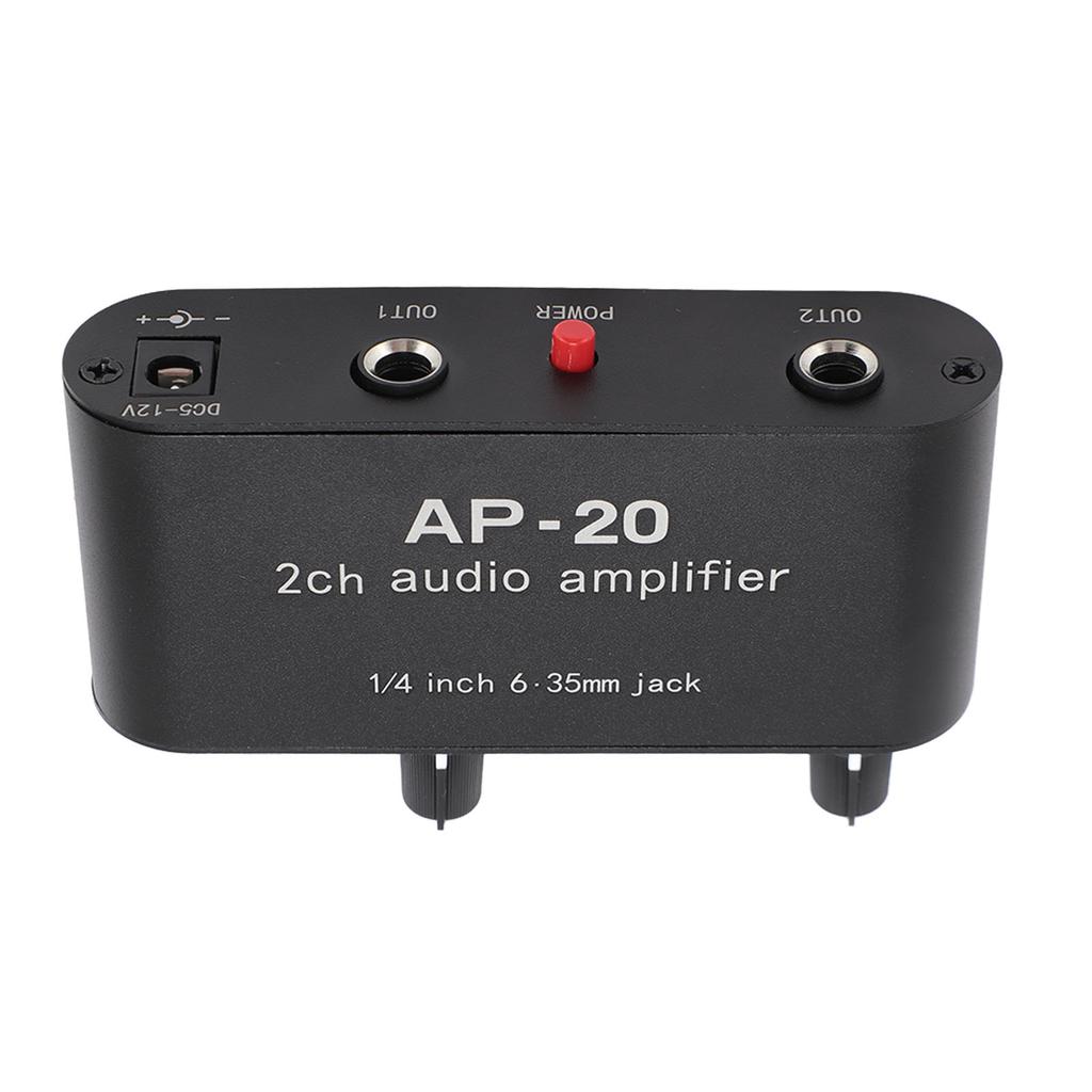 2 Channel Sound Amplifier Balanced 1/4 Inch 6.35mm Gain Independent Adjustment Stereo Sound Amplifie