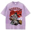American Vintage T-Shirt for Men Women Washed Retro and Worn Out Cotton T Shirts Loose Oversized Streetwear Skeleton Athlete Top