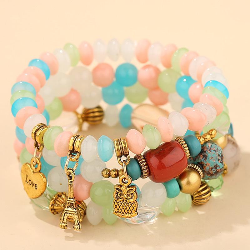 4 шт., комплект браслетов из бисера в богемном стиле с совой для женщин, массивные бусины ручной работы, браслеты-цепочки, женские ювелирные изделия в стиле бохо, подарки