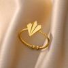 Opening Rings for Women Stainless Steel Gold Color Geometric Ring Fashion Simple Party Christmas Jewelry Gift