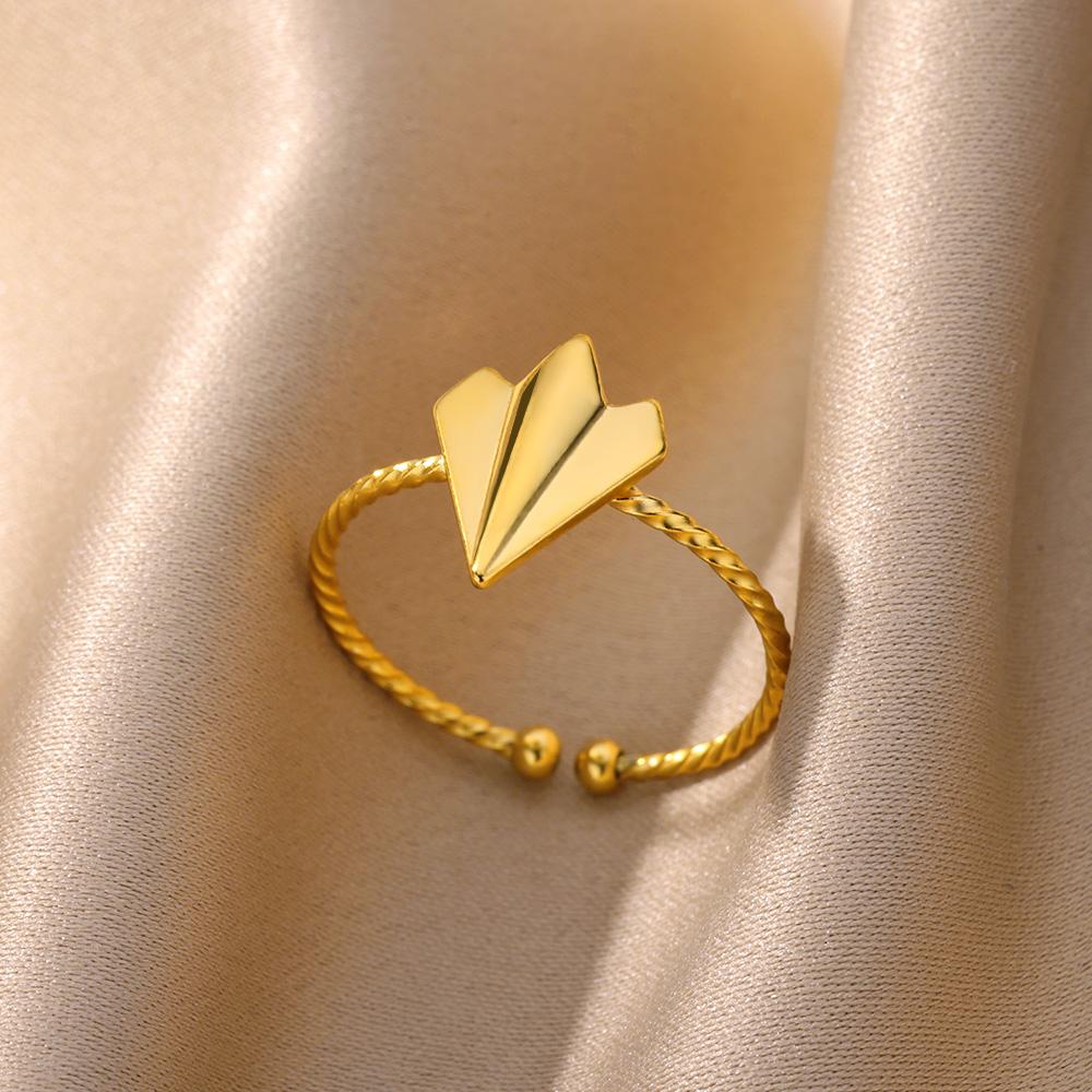 Opening Rings for Women Stainless Steel Gold Color Geometric Ring Fashion Simple Party Christmas Jewelry Gift