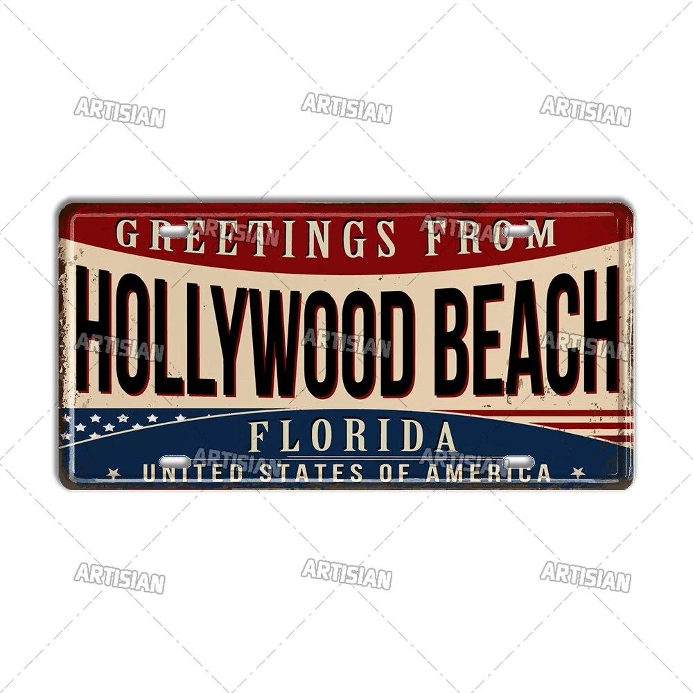 Artisian USA License Plate US Tin Sign Greetings From Landmark City State Metal Plaque Wall Decor Garage Bar Pub Club Hotel Cafe