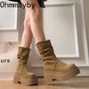Винтажные женские ботильоны на толстой платформе в западном стиле с кисточками, обувь слипоны, осенне-зимние, женские массивные короткие ботильоны