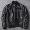 Leather Jacket Men's Calfskin Short Stand-up Collar Handsome Trendy Locomotive Single Leather Jacket