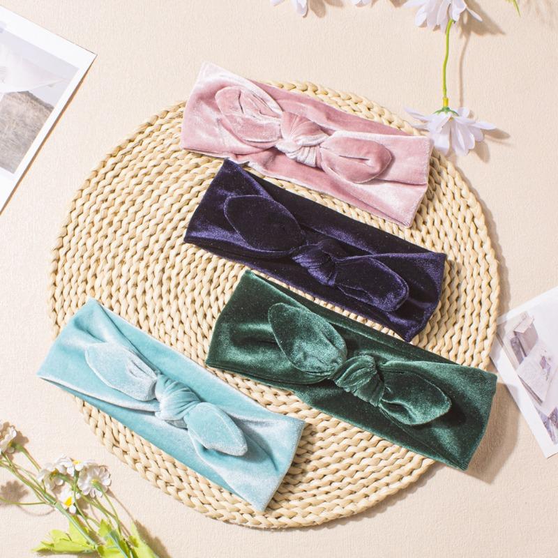 New Baby Golden Velvet Headscarf Cute Baby Rabbit Ears Headband Warm Children's Jewelry Autumn and Winter Models