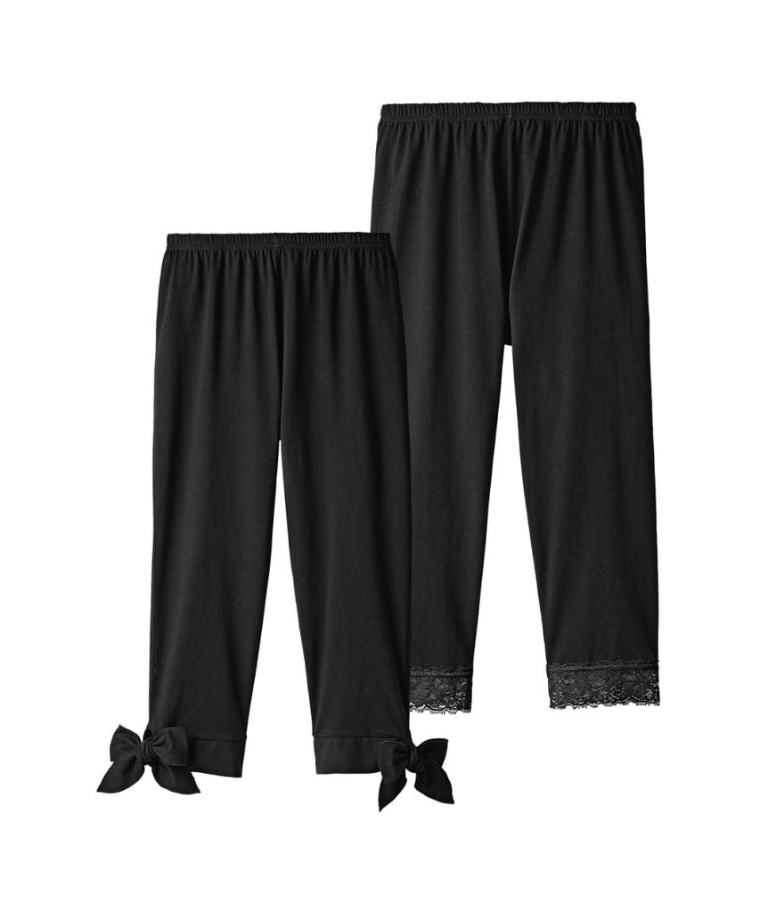 Nissen Cotton Blend Set of Sizes Women's Leggings, 3/4 Length, 2, Black, L-LL