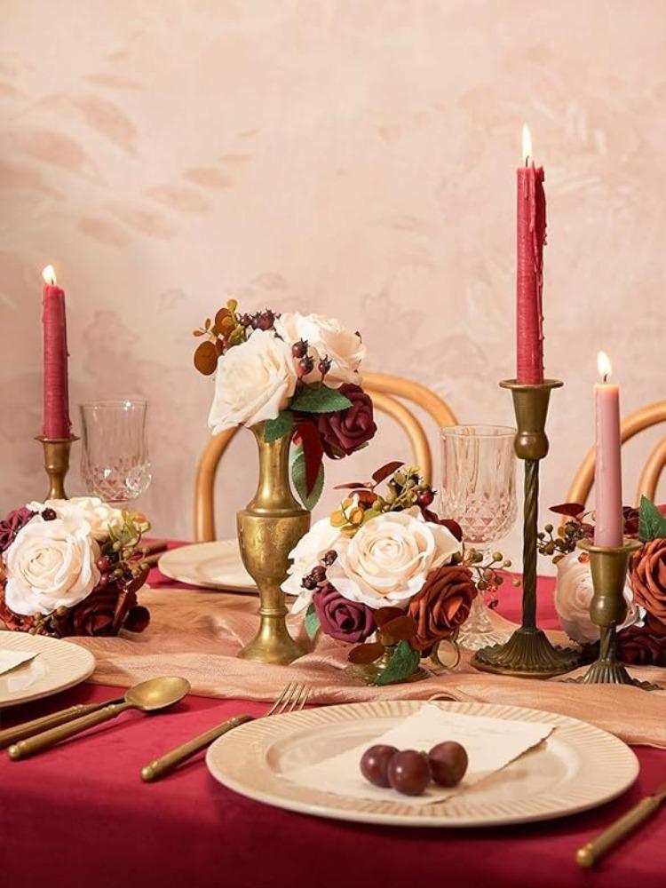 4 букета готовых маленьких цветочных свадебных цветов из пыльной розы, мини-букеты для подружек невесты, центральные украшения для свадебного стола и подружек невесты