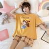 Women's Pajamas Set Summer Cute Cartoon Print Leisure Young Girls Sleepwear Short Sleeve Tops and Shorts Pijamas Women Homewear