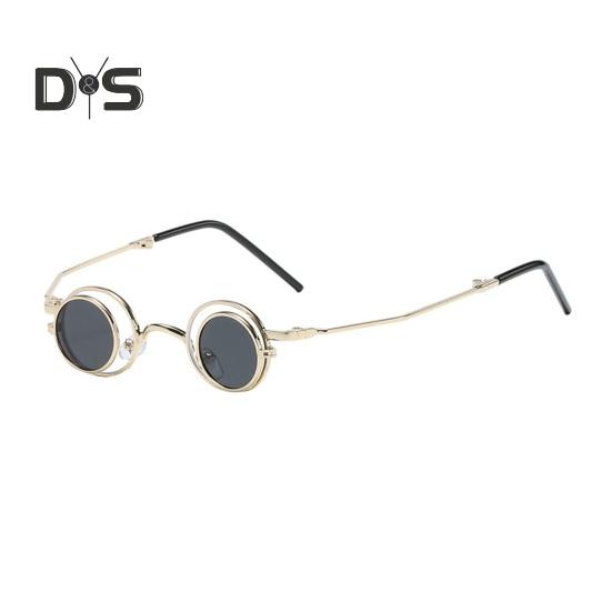 Круглые солнцезащитные очки с откидной оправой, маленькие круглые поляризованные очки для мужчин и женщин, ретро-панк, солнцезащитные очки UV400 для вечеринки в стиле рейв