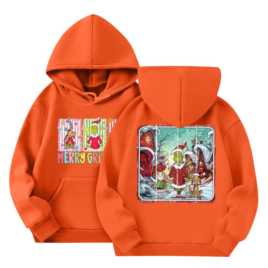 Детская мода Легкий пуловер с длинным рукавом с карманами Толстовка с принтом