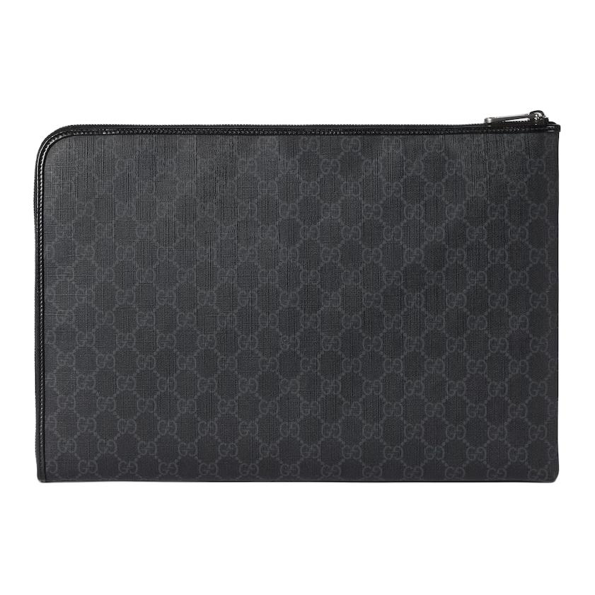 Gucci Клатч из канваса и кожи с деталью Interlocking G, унисекс, черный, 792117-92TCF-1000