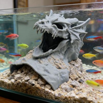 Аквариумный грот-укрытие в виде дракона, туннель для рыб, под 3D-печатным гравийным туннелем с окном