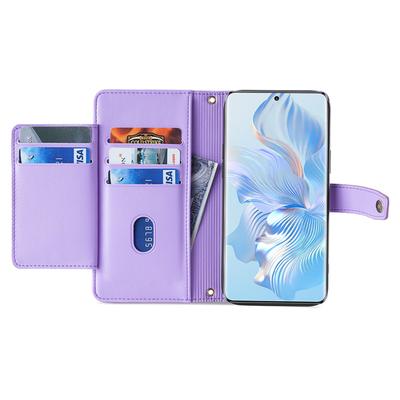 Чехол для Honor Magic6 Pro 5G с карманом на молнии, кошельком, противоударный, кожаный чехол для телефона с 2 ремешками