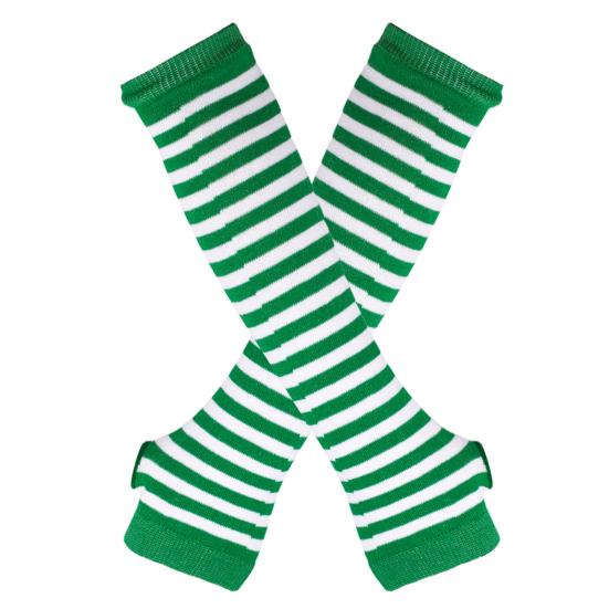 Длинные полосатые митенки для женщин, зимние длинные перчатки без пальцев, повседневные вязаные перчатки до локтя с отверстием для большого пальца