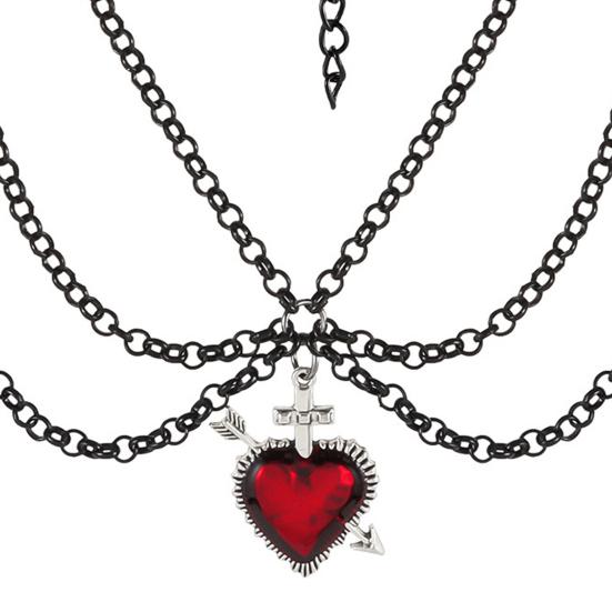 Готическое ожерелье женское ожерелье на Хэллоуин кулон в виде черной луны с многослойными металлическими цепочками бусинами ожерелье-чокер с летучей мышью для костюма для косплея