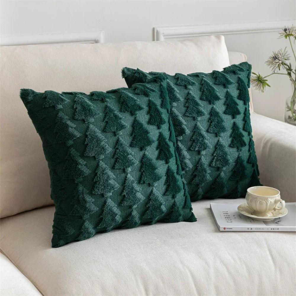 3D Pattern Pillow Case Christmas Tree Cushion Cover Christmas Plush Pillowcase Living Room/Office