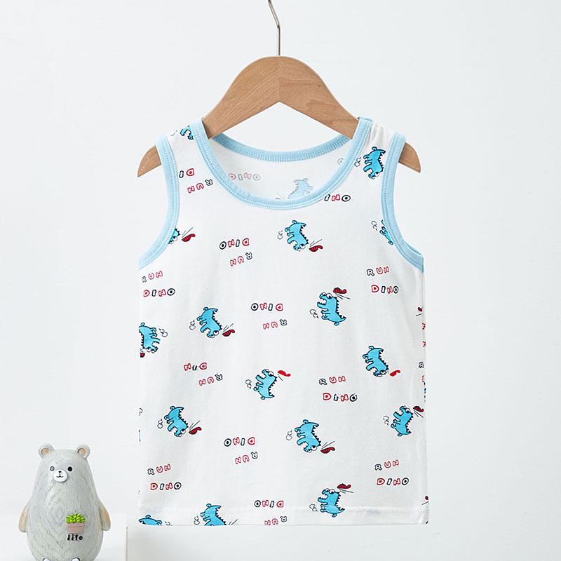 Children's Summer Cartoon Print Cotton Vest - Sleeveless A-Type Top for Boys and Girls