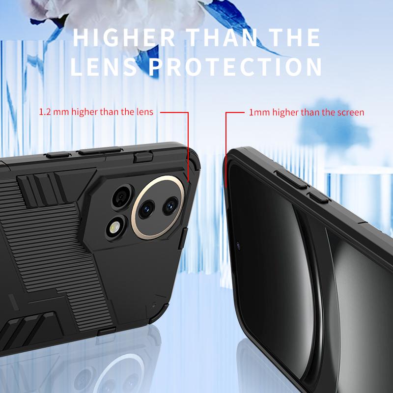 For Huawei Nova 12 12s 11 11i 9 SE Lite Pro Ultra Punk Armor Shockproof Bumper Rugged Rubberized PC Fitted Kickstand Case Stand Holder Cover Shell