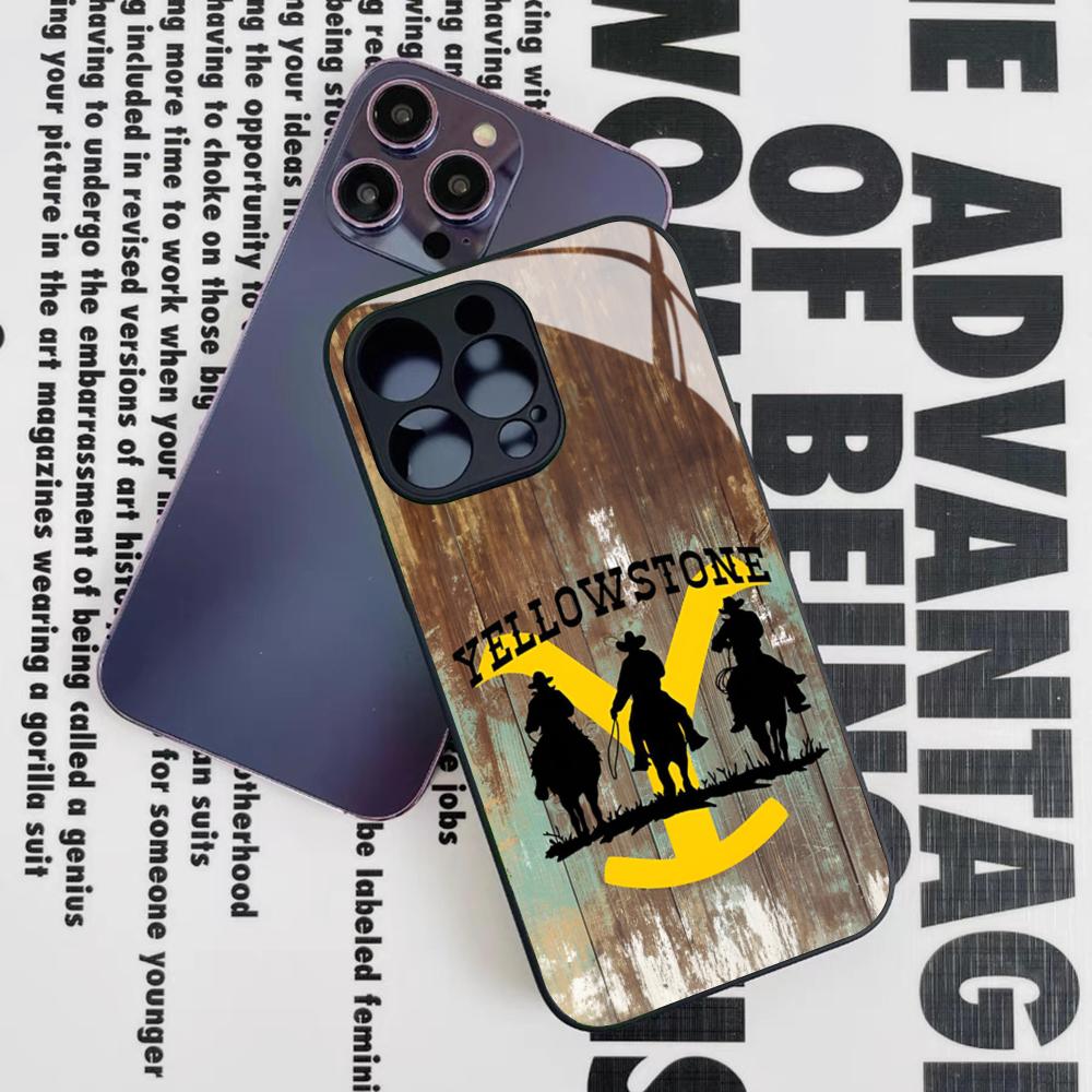 Чехол для телефона Yellowstone TV Series для Iphone 17 16 15 14 12 11 13 Pro Max Mini X Air Puls Черное Стеклянное Покрытие