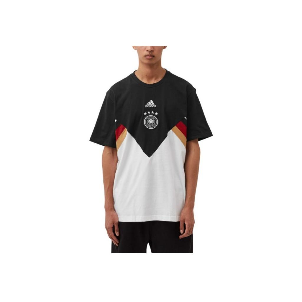 Adidas FW22 Colorblock Crew Neck Short Sleeve T-Shirt Men Tops Black HC1410