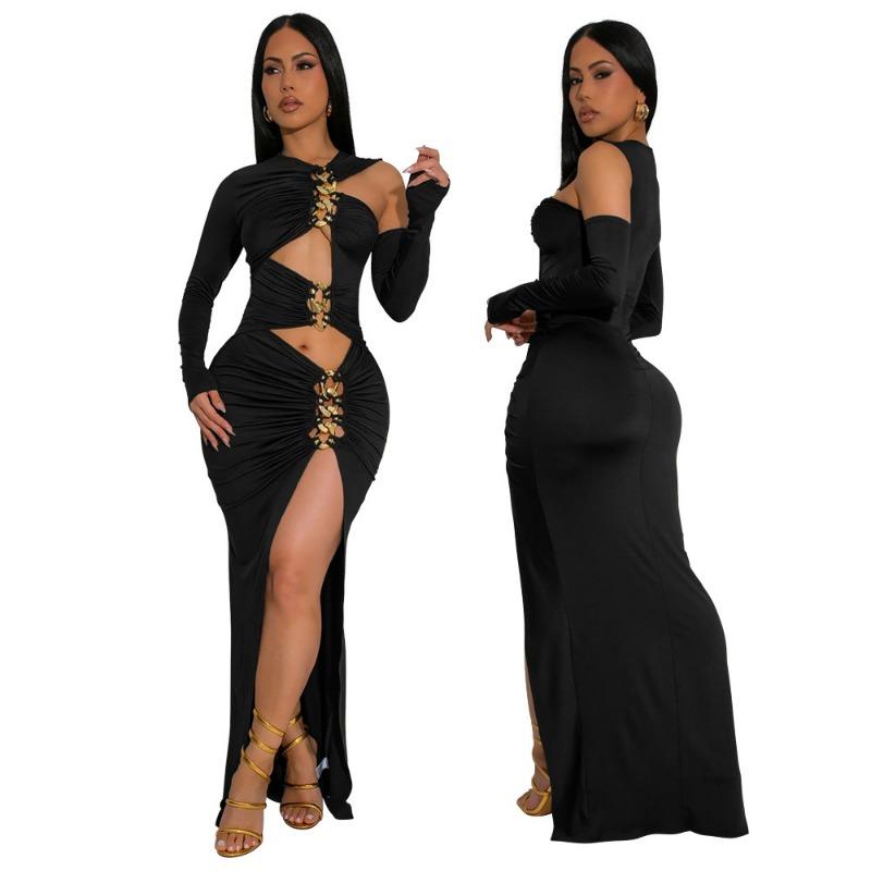 Женское модное облегающее платье сексуальное платье с разрезом платье