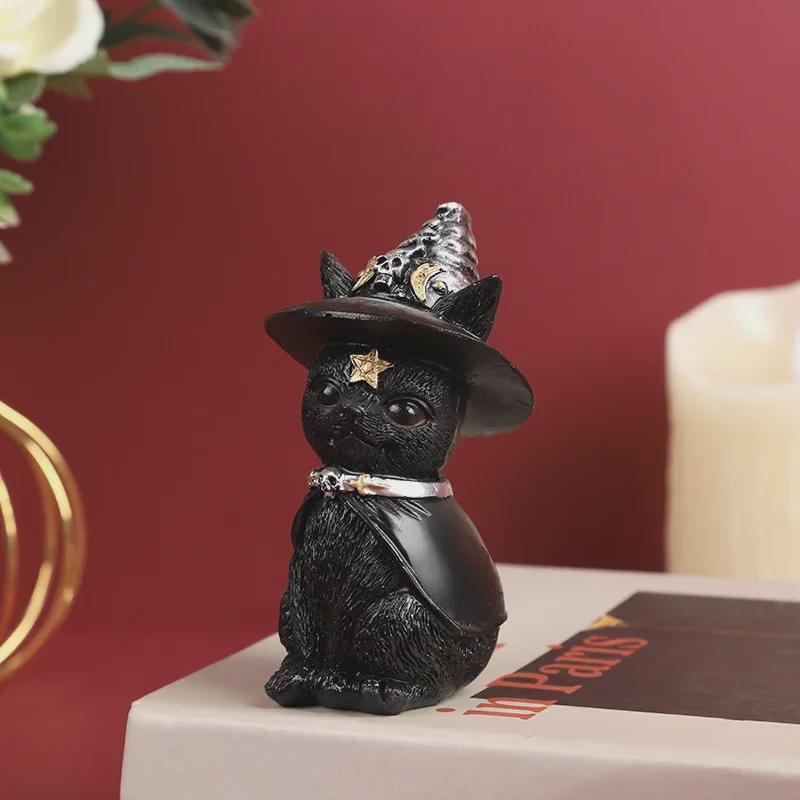 Кошка-демон из хеллоуинского пейзажа: Темный Стиль Алтарь Хранитель Магическое Смоляное Украшение