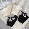 Women Autumn Ruffled Lace Bowknot Leg Warmers Japanese Lolita Twist Cable Knitted Foot Covers Student Stretch Calf Socks