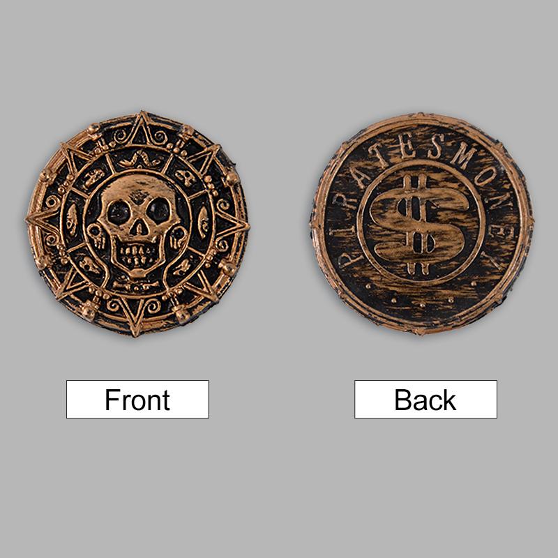 50/100pcs Pirate Coins 3.8cm Plastic Metal Gold Coin Kids Birthday Party Treasure Chest Decoration Halloween Children's Toys