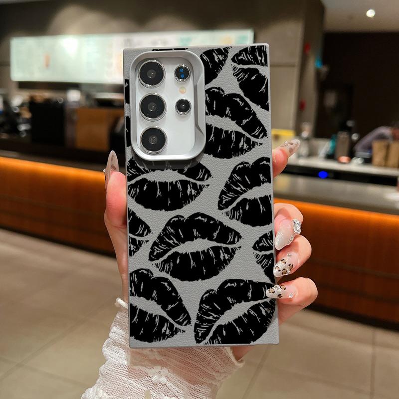 Роскошный черный тонкий мягкий чехол с принтом губ для Samsung S24 FE S23 Ultra S22 A55 A16 A54 A15 A35 A34, защита объектива, противоударный матовый чехол для телефона из ТПУ