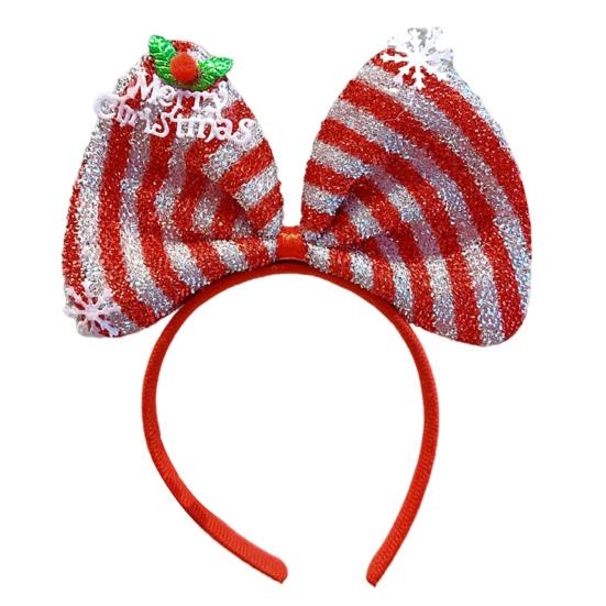 Рождественская повязка на голову с бантом для детей и взрослых, карнавальный костюм, украшение для вечеринки, красный, зеленый, с блестками, рождественский головной убор, реквизит для фотосъемки